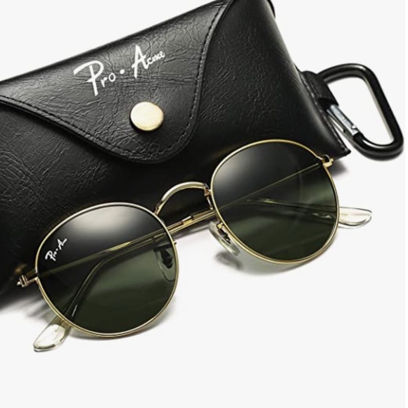 Sunglasses for Women Men Classic Crystal Glass Lens Retro Circle Metal SunGlasse